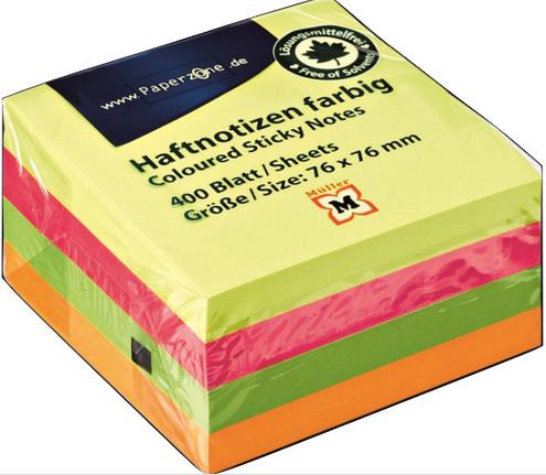 PAPERZONE Haftnotizen 400 Blatt in 4 Neonfarben