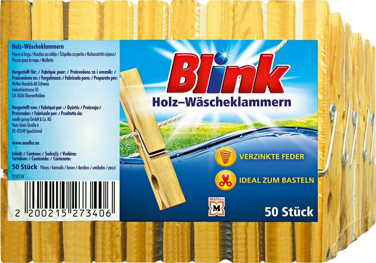 Blink Wäscheklammer Holz 50 Stück