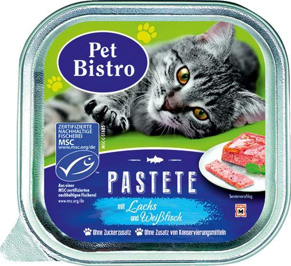 Pet Bistro Katzennassfutter - MSC Pastete mit Lachs und Weißfisch