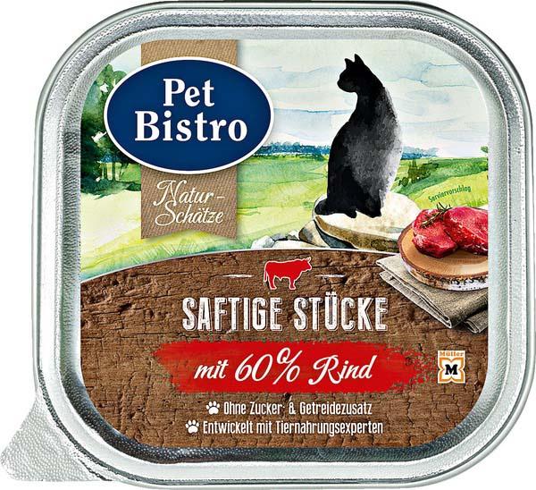 Pet Bistro Katzennassfutter Naturschätze - Saftige Stücke mit Rind