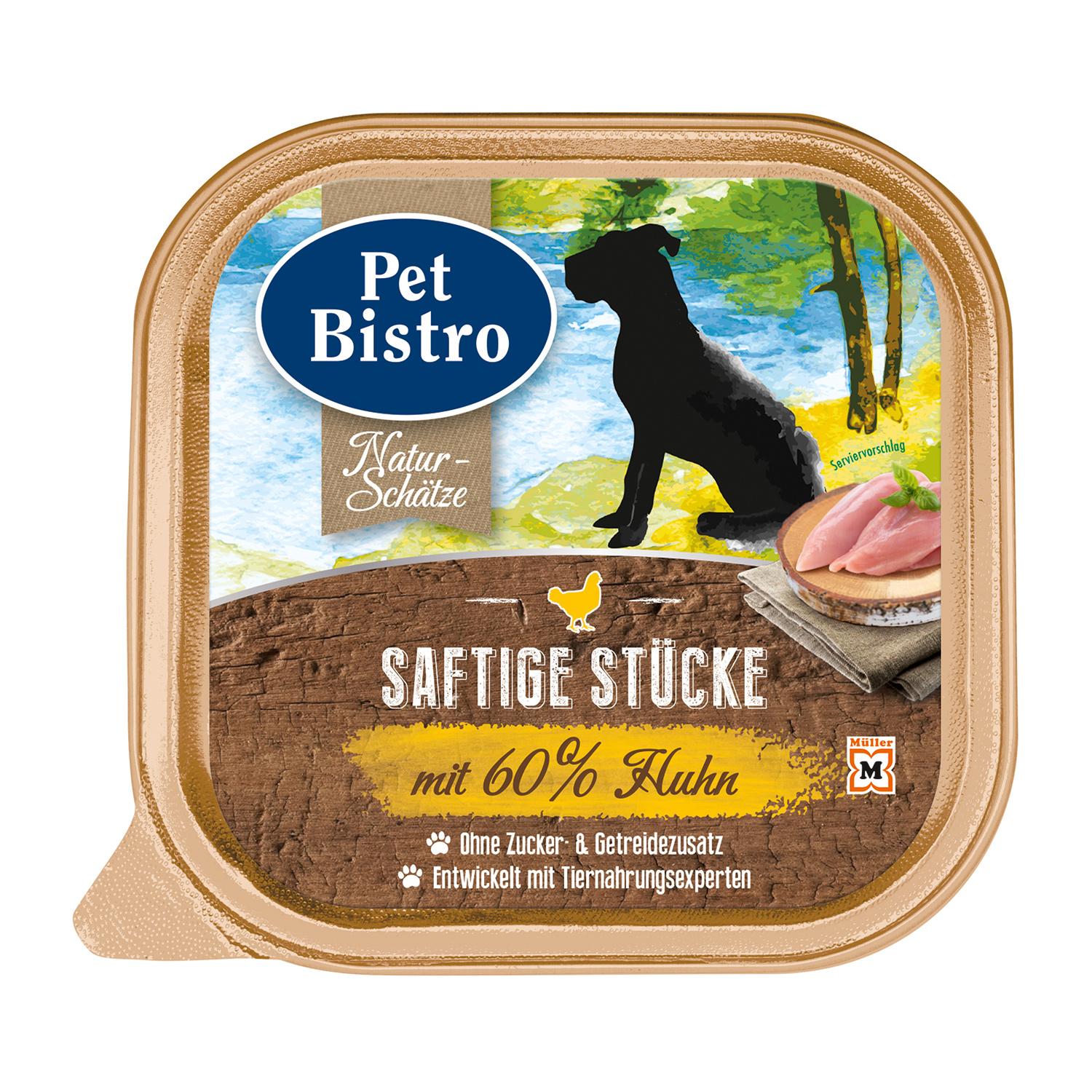 Pet Bistro Hundenassfutter Naturschätze - Saftige Stücke mit 60% Huhn
