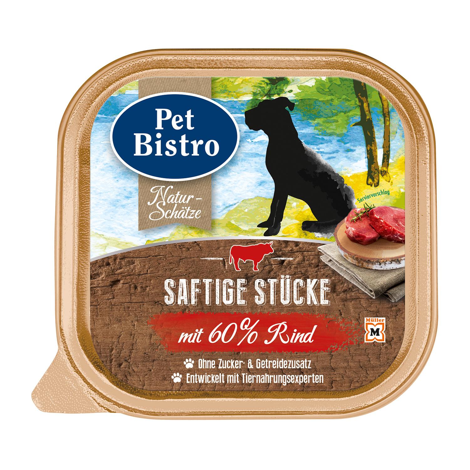 Pet Bistro Hundenassfutter Naturschätze - Saftige Stücke mit 60% Rind
