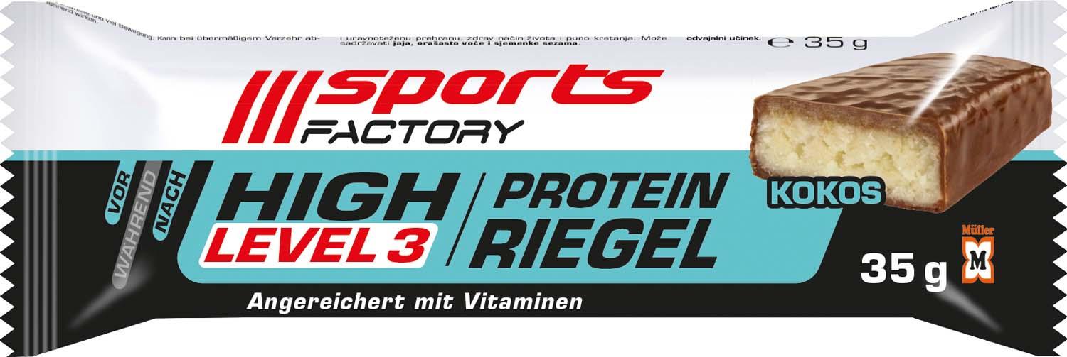 SPORTS FACTORY Proteinriegel Level 3 Kokos