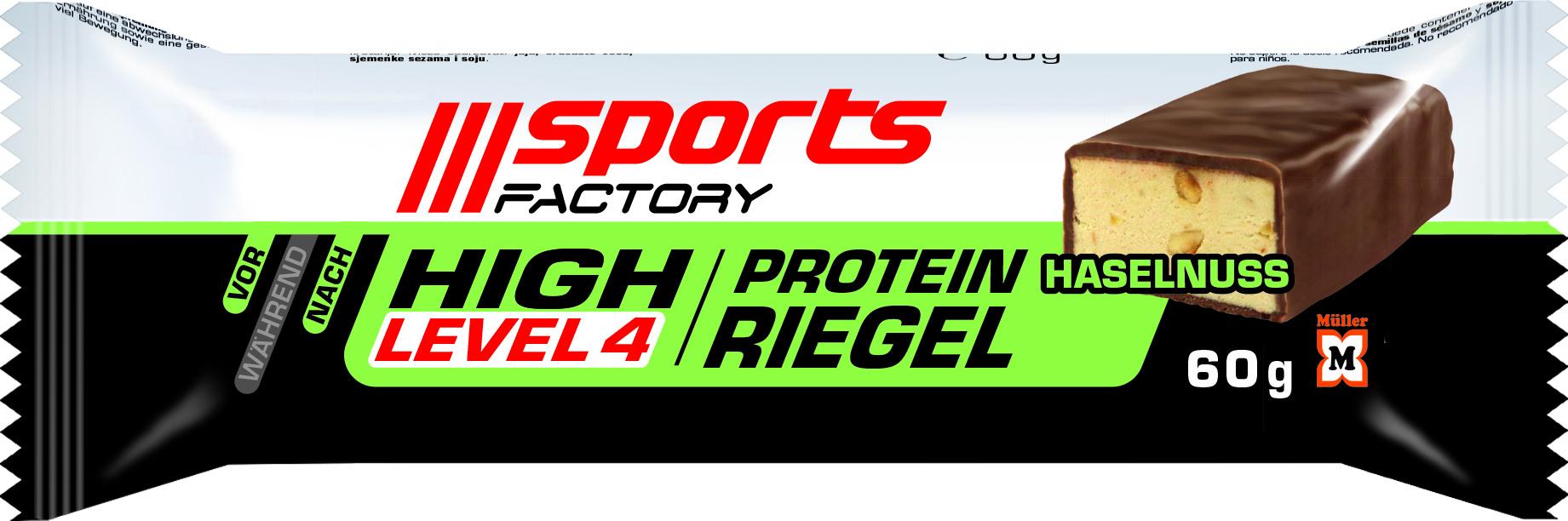 SPORTS FACTORY Proteinriegel Level 4 Haselnuss
