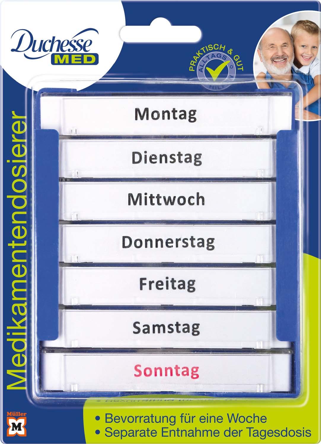 Duchesse MED Medikamentendosierer für 7 Tage, Tageweise entnehmbar
