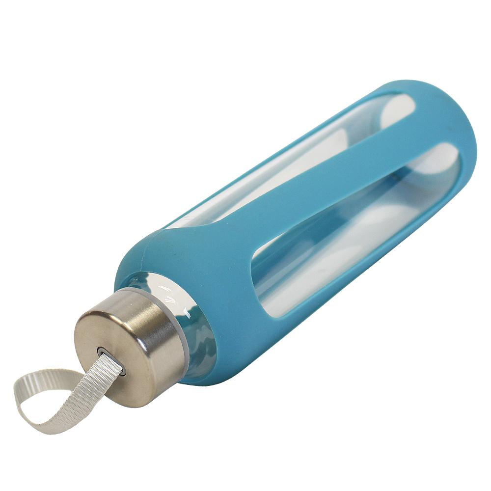 Produktbild TRENDSHOP Trinkflasche aus Glas mit Silikonmantel 0,6l 3 von 3