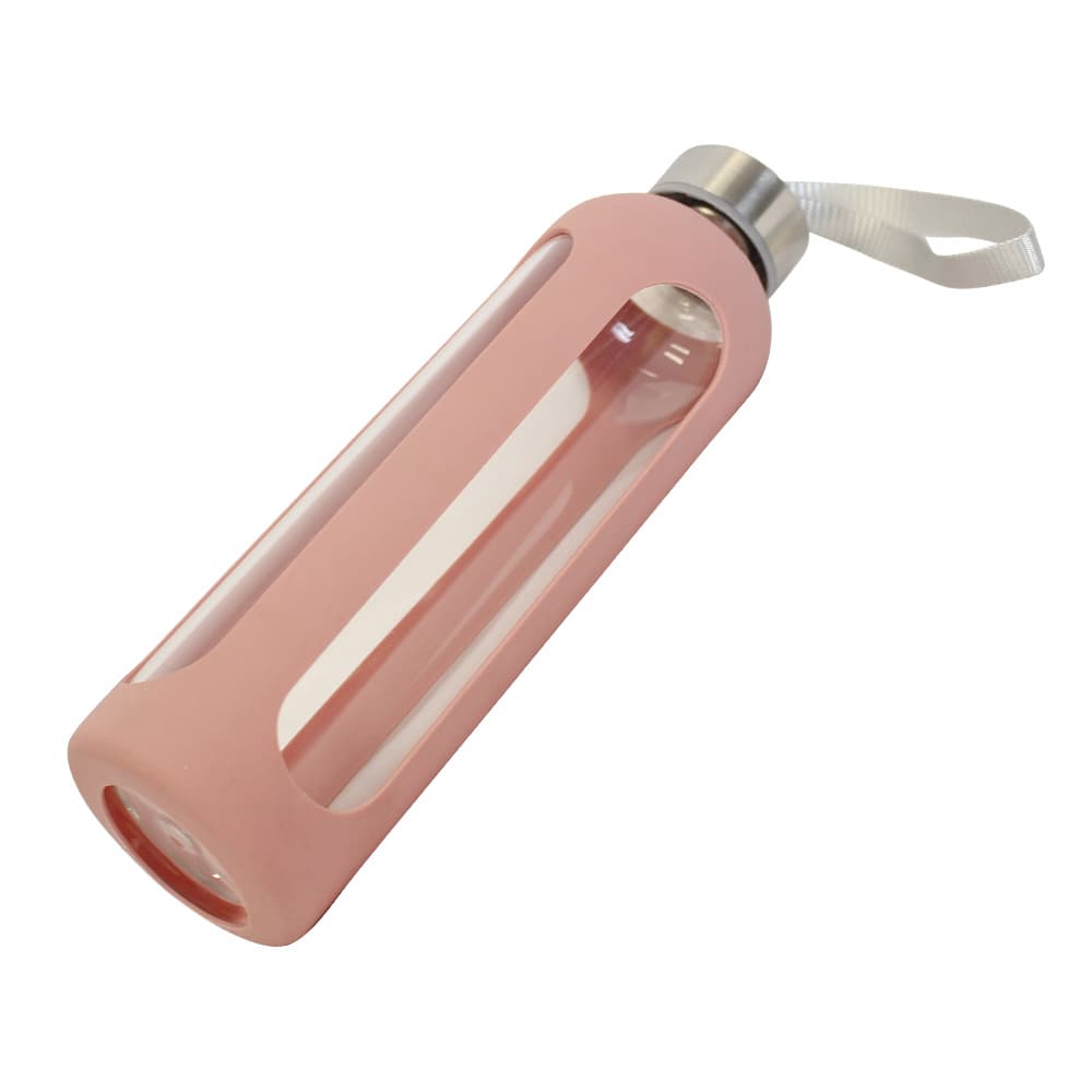 Produktbild TRENDSHOP Trinkflasche aus Glas mit Silikonmantel 0,6l 2 von 3