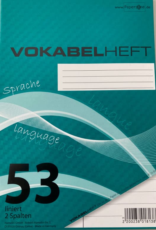 PAPERZONE Vokabelheft A5 2 Spalten 16 Blatt Lineatur 53