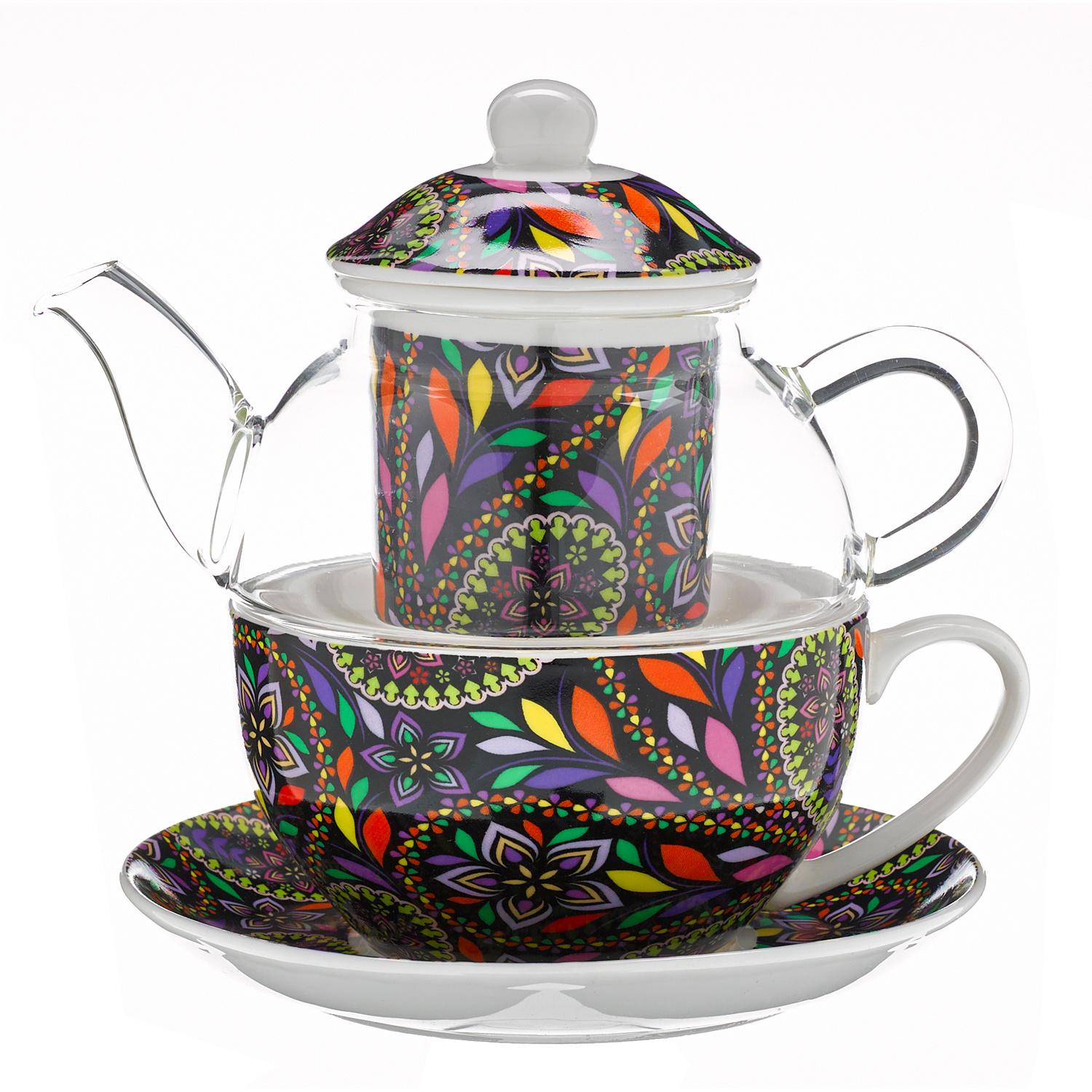 TRENDSHOP Tee-Set Tea for One 5-teilig Ethno