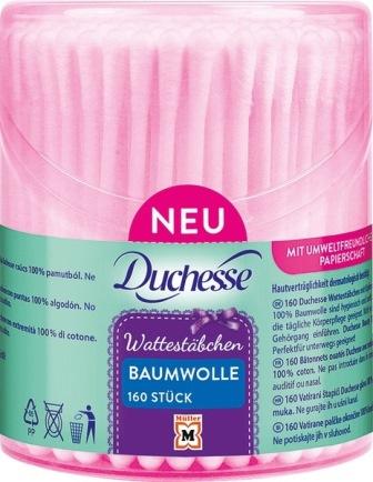 Duchesse Wattestäbchen Runddose, 160 Stück