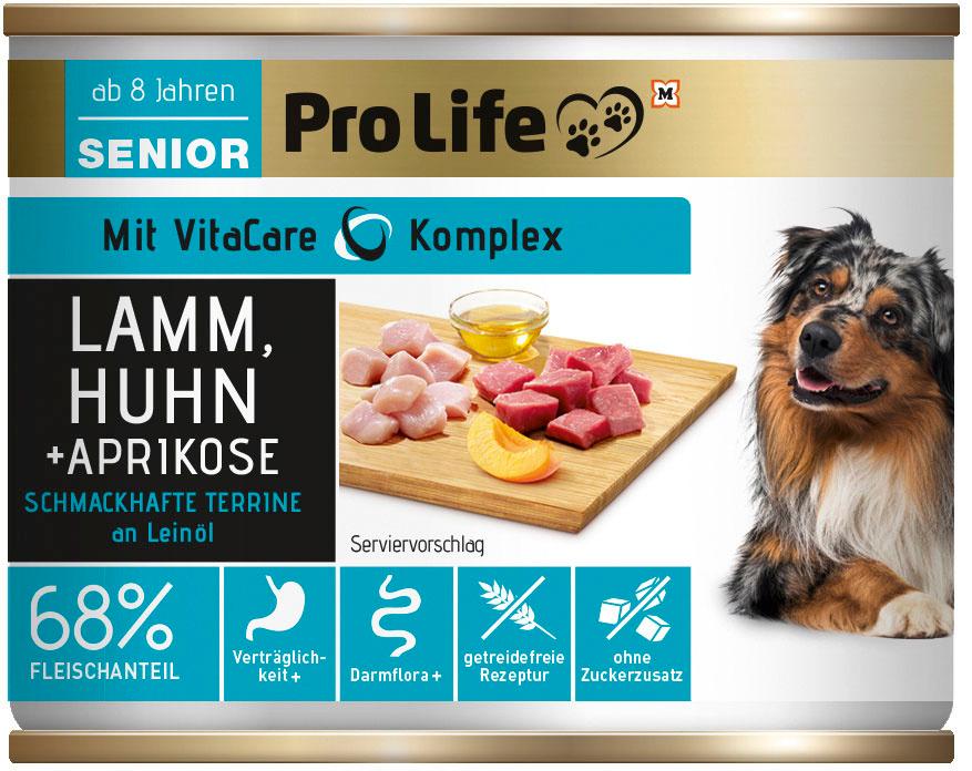 Pro Life Nassfutter für Hunde mit Lamm, Huhn, Aprikose an Leinöl