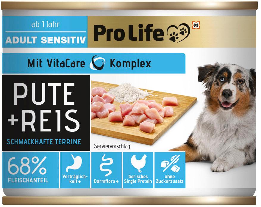 Pro Life Nassfutter für Hunde mit Pute und Reis.