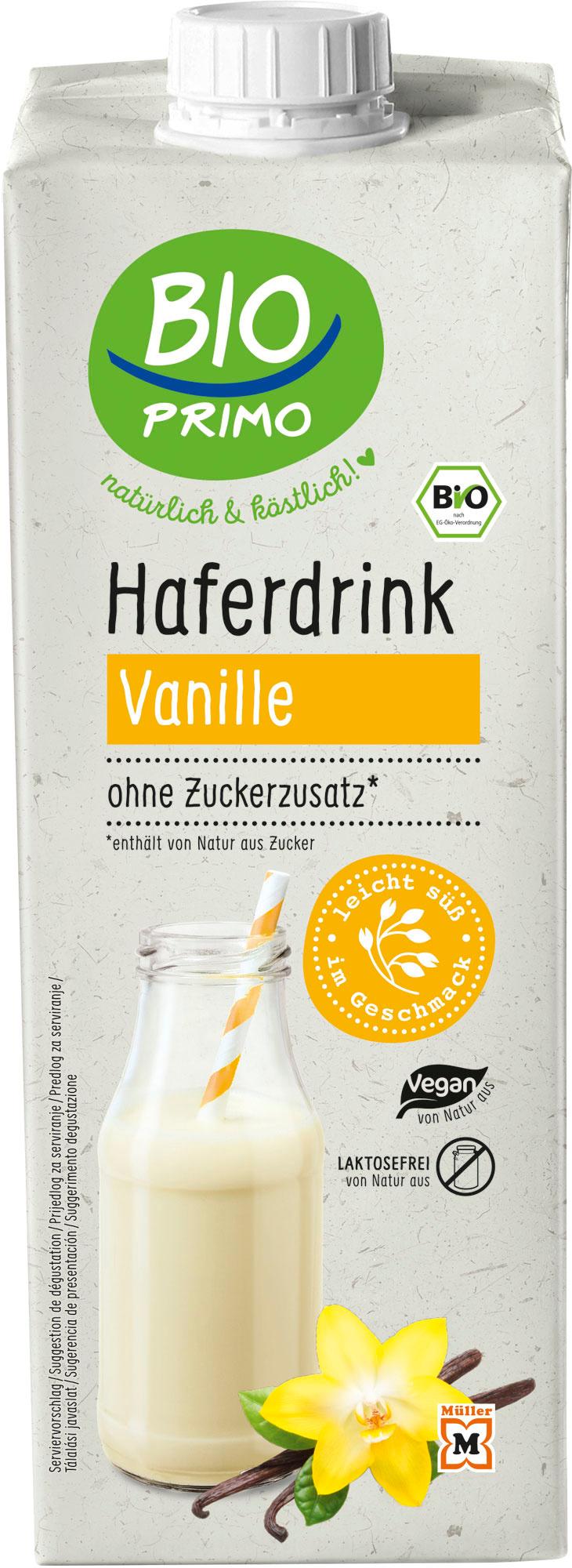 BIO PRIMO Bio Haferdrink Vanille ohne Zuckerzusatz