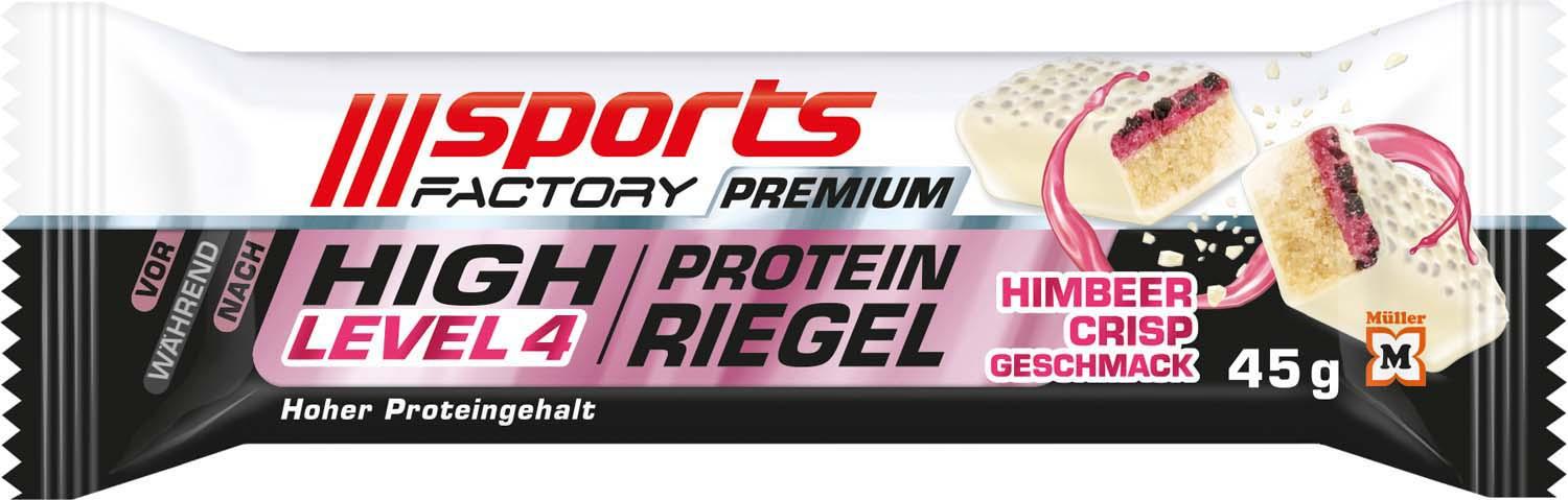 SPORTS FACTORY Proteinriegel Level 4 DLX Himbeer Crisp
