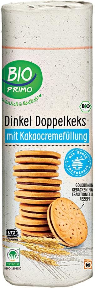 BIO PRIMO Bio Dinkel Doppelkeks mit Kakaocremefüllung