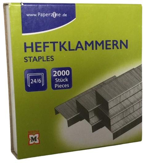 PAPERZONE Heftklammern 24/6 2000 Stück