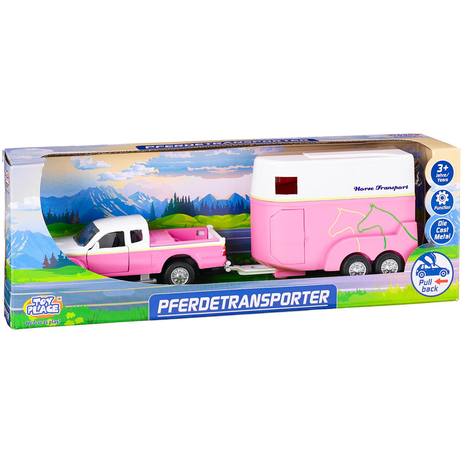 Müller - Toy Place - Pferdetransporter mit zu öffnenden Türen Die Cast Metal Pull back