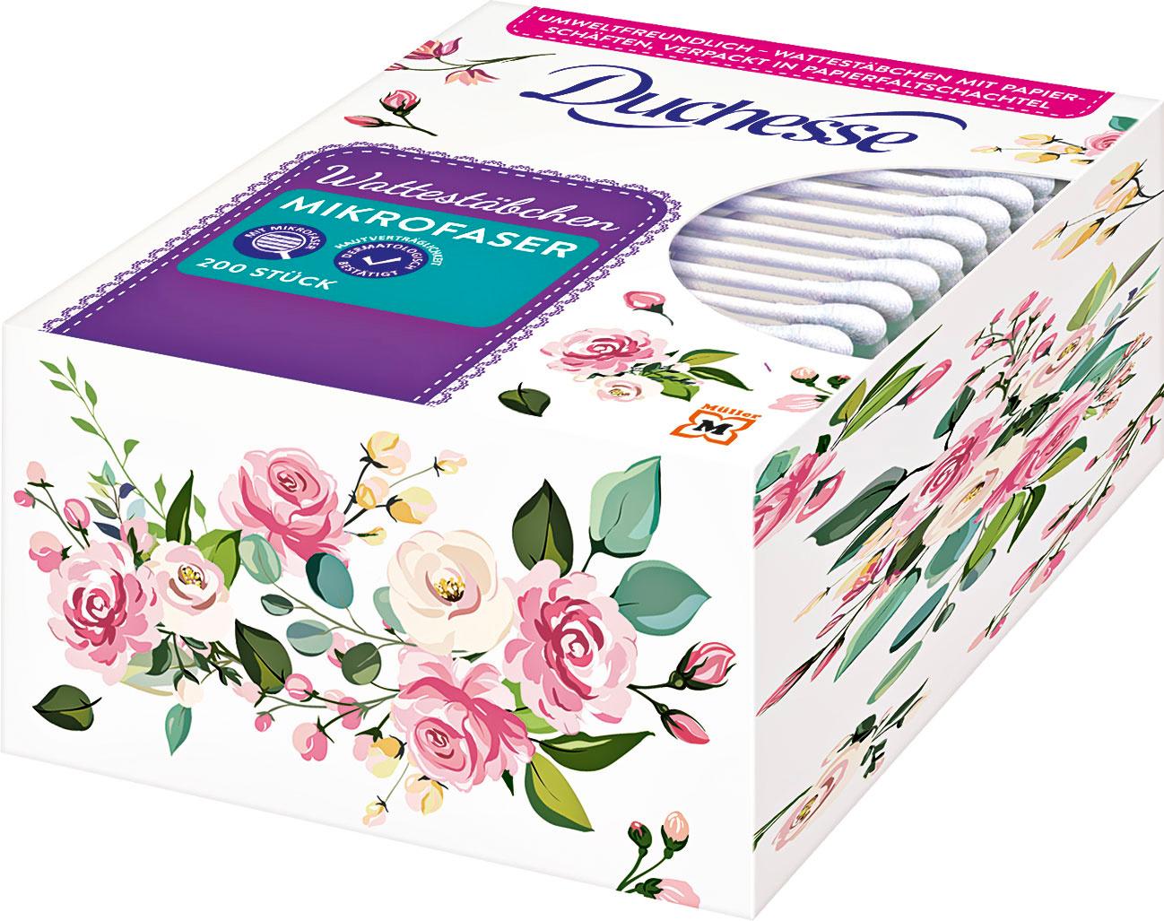 Duchesse Wattestäbchen Mikrofaser, 200 Stück