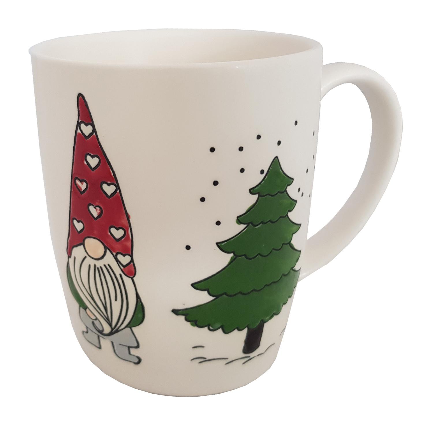 TRENDSHOP Tasse X-MAS Wichtel mit Tanne 0,3l