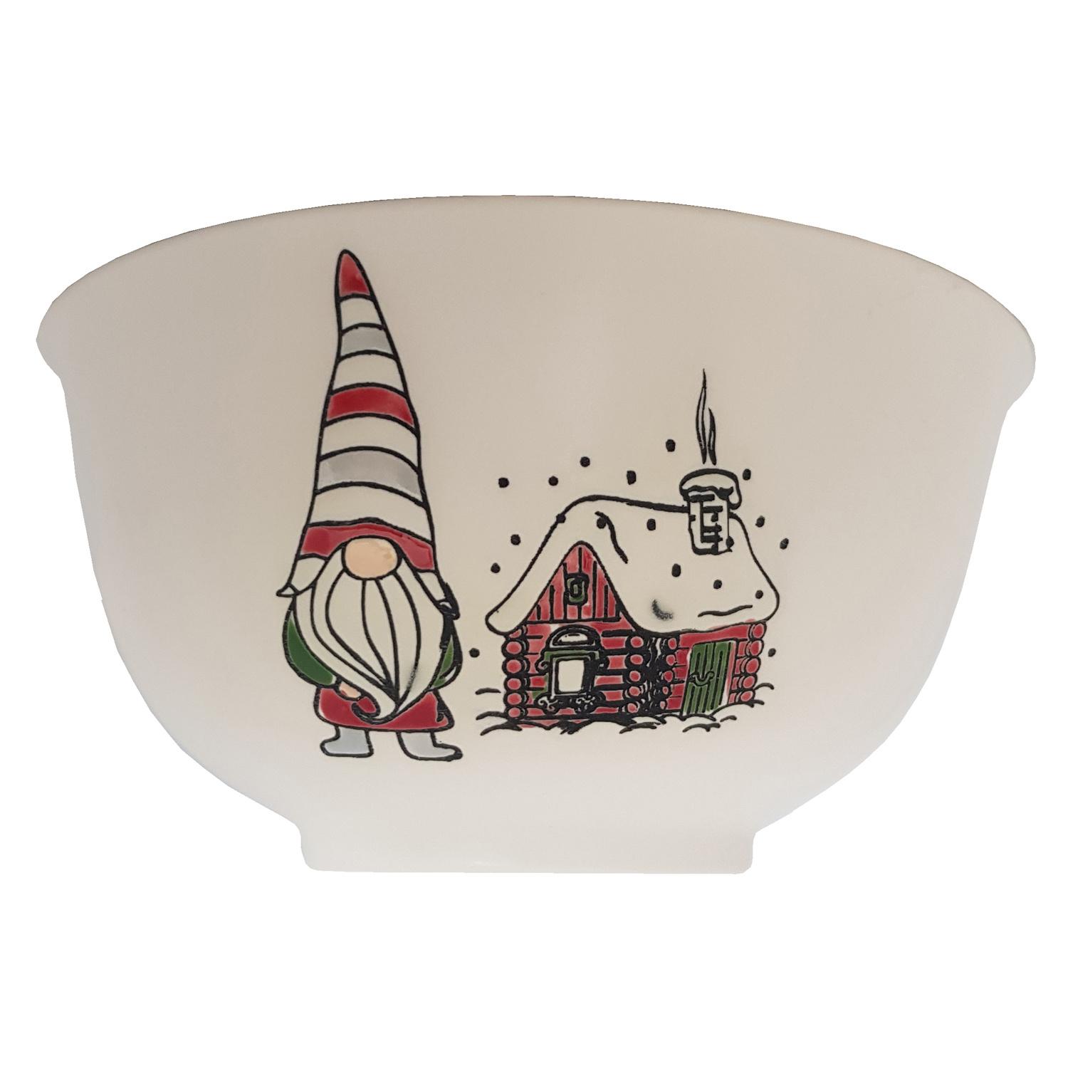 TRENDSHOP Müslischale X-MAS Wichtel mit Haus Ø 14,7cm