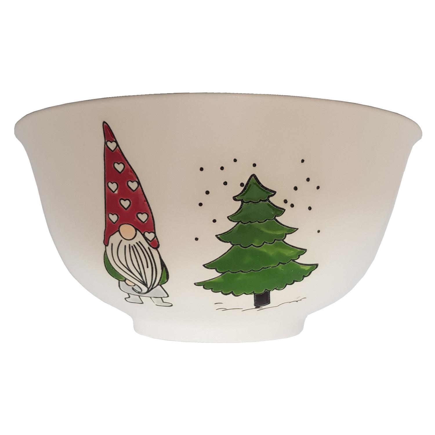 TRENDSHOP Müslischale X-MAS Wichtel mit Tanne Ø 14,7cm