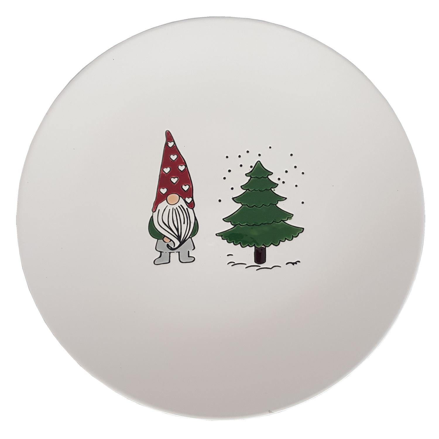 TRENDSHOP Teller X-MAS Wichtel mit Tanne Ø 21,5cm