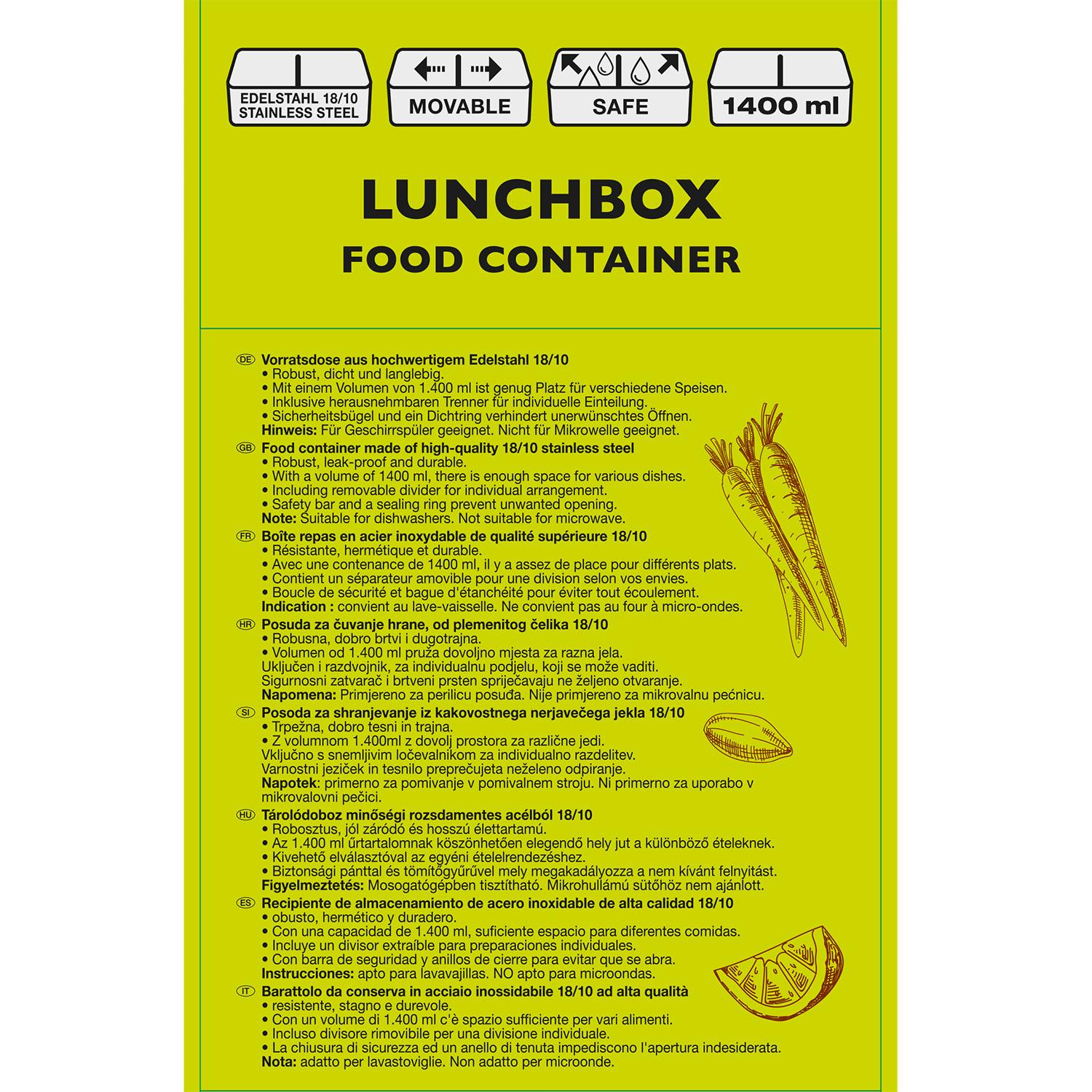 Produktbild TRENDSHOP Lunchbox aus Edelstahl 1,4l 3 von 4