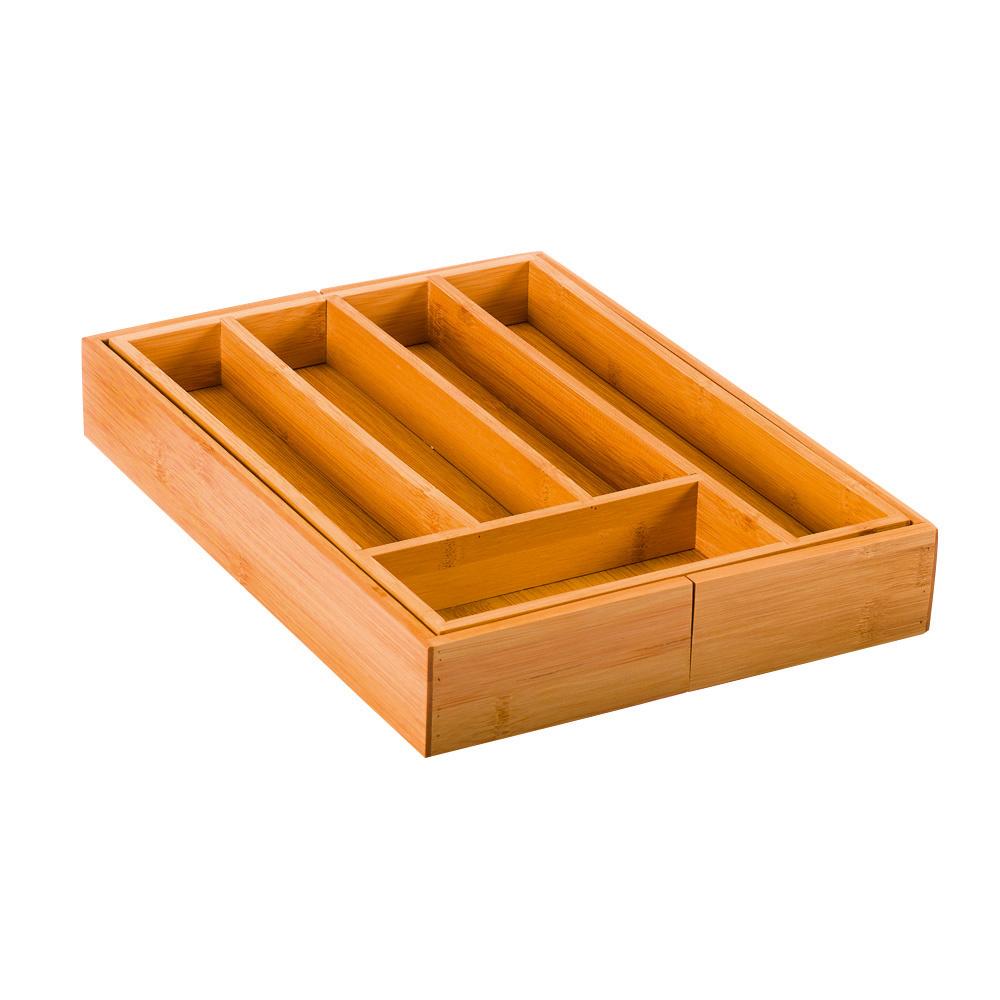 TRENDSHOP Ausziehbarer Besteckkasten aus Bambus