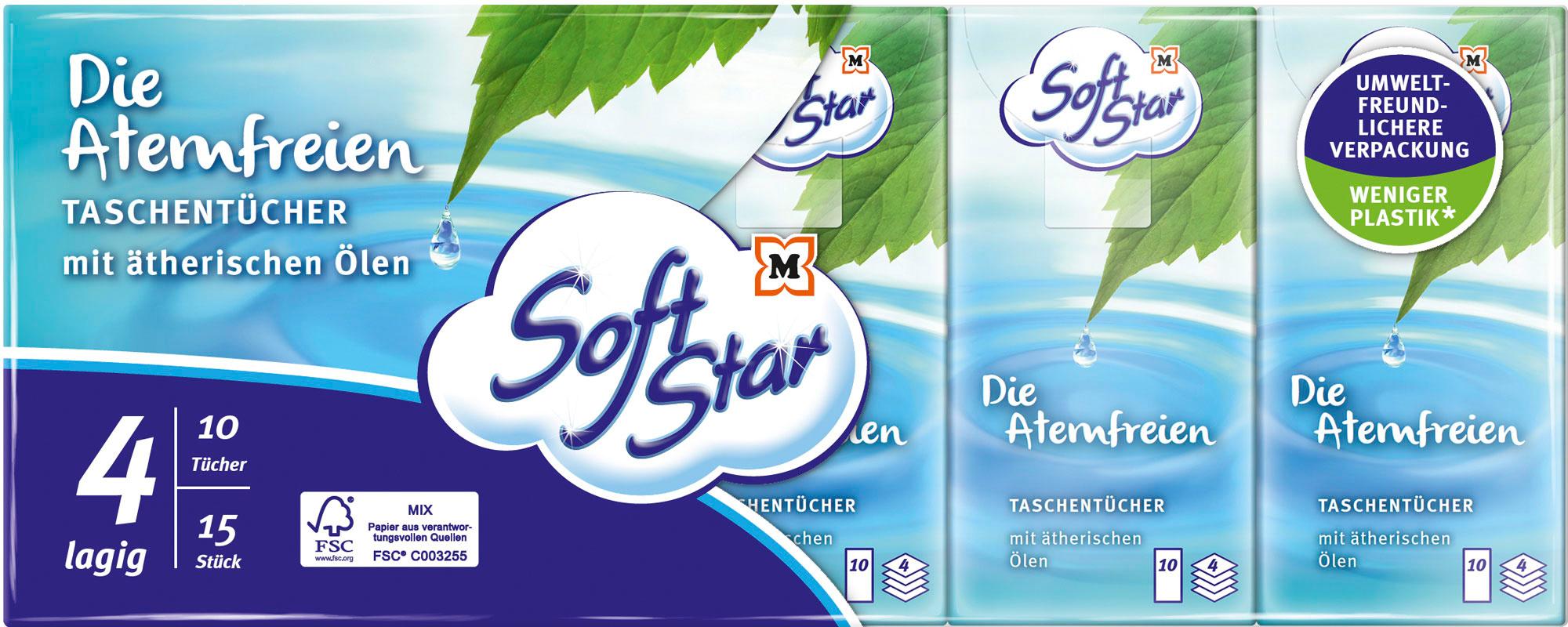 SoftStar Die Atemfreien Taschentücher 15x10 Tücher 4-lagig