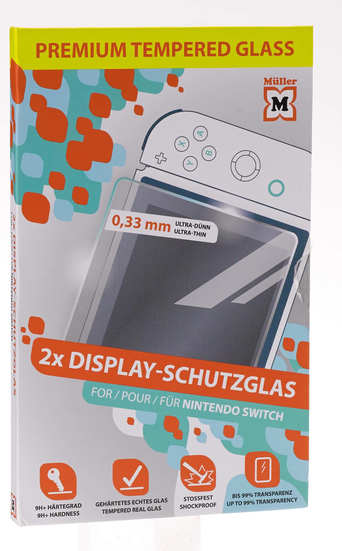 Display Schutzglas für Nintendo Switch, 2 Stück
