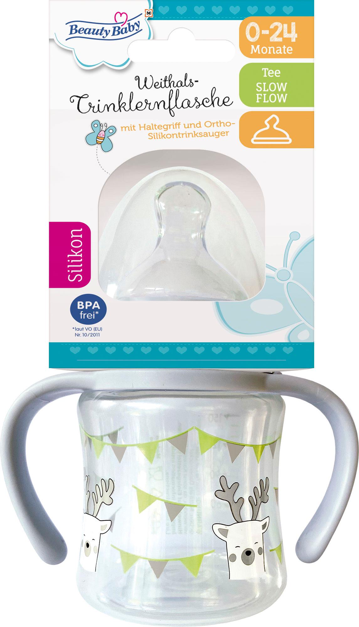 Beauty Baby Flasche Trinklern Weithals Motiv