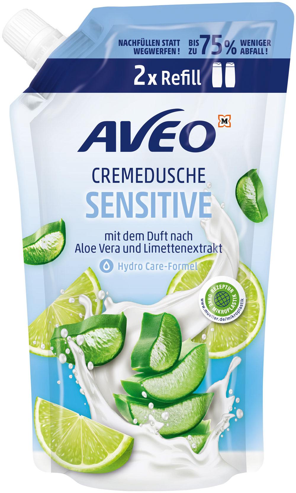 AVEO Cremedusche Sensitiv Aloe Vera&Limettenextrakt Nachfüllbeutel