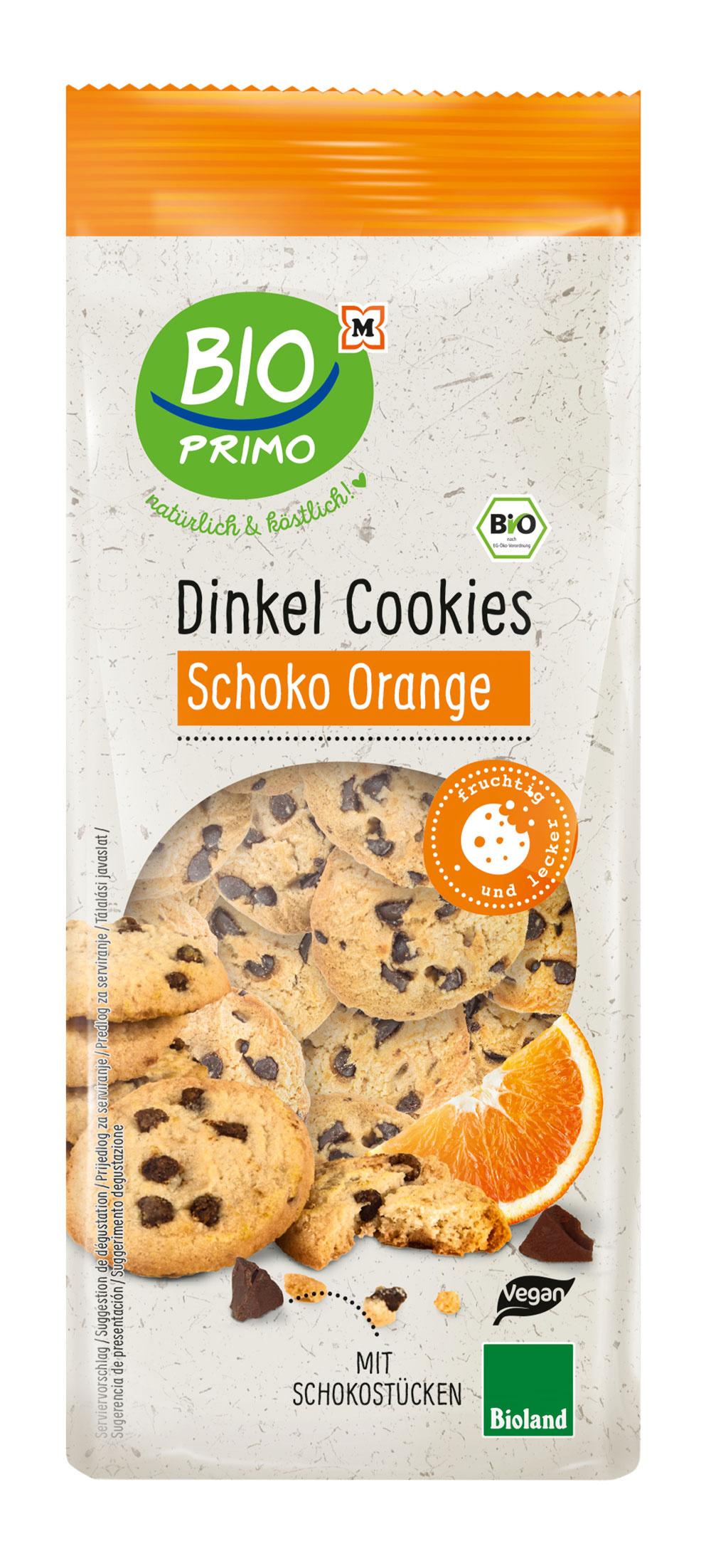 BIO PRIMO Bioland-Dinkel Cookies Schoko Orange Bioland