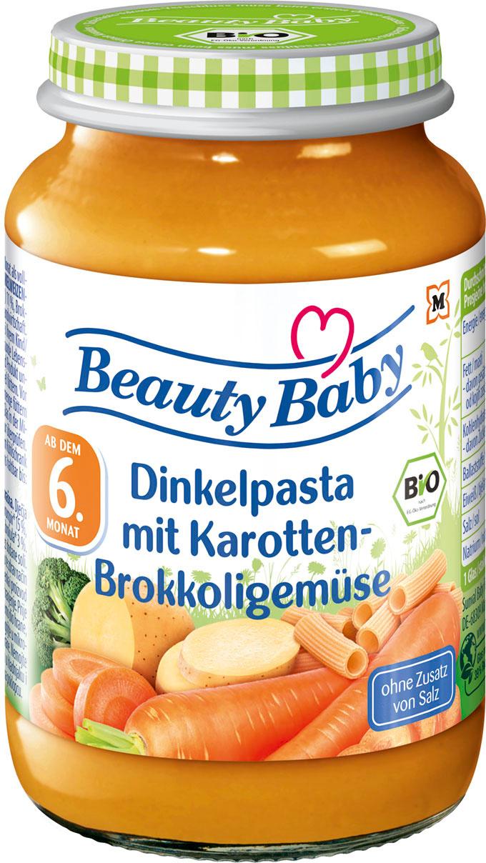 Beauty Baby Gläschen Menü Dinkelpasta&Karotten&Brokkoli