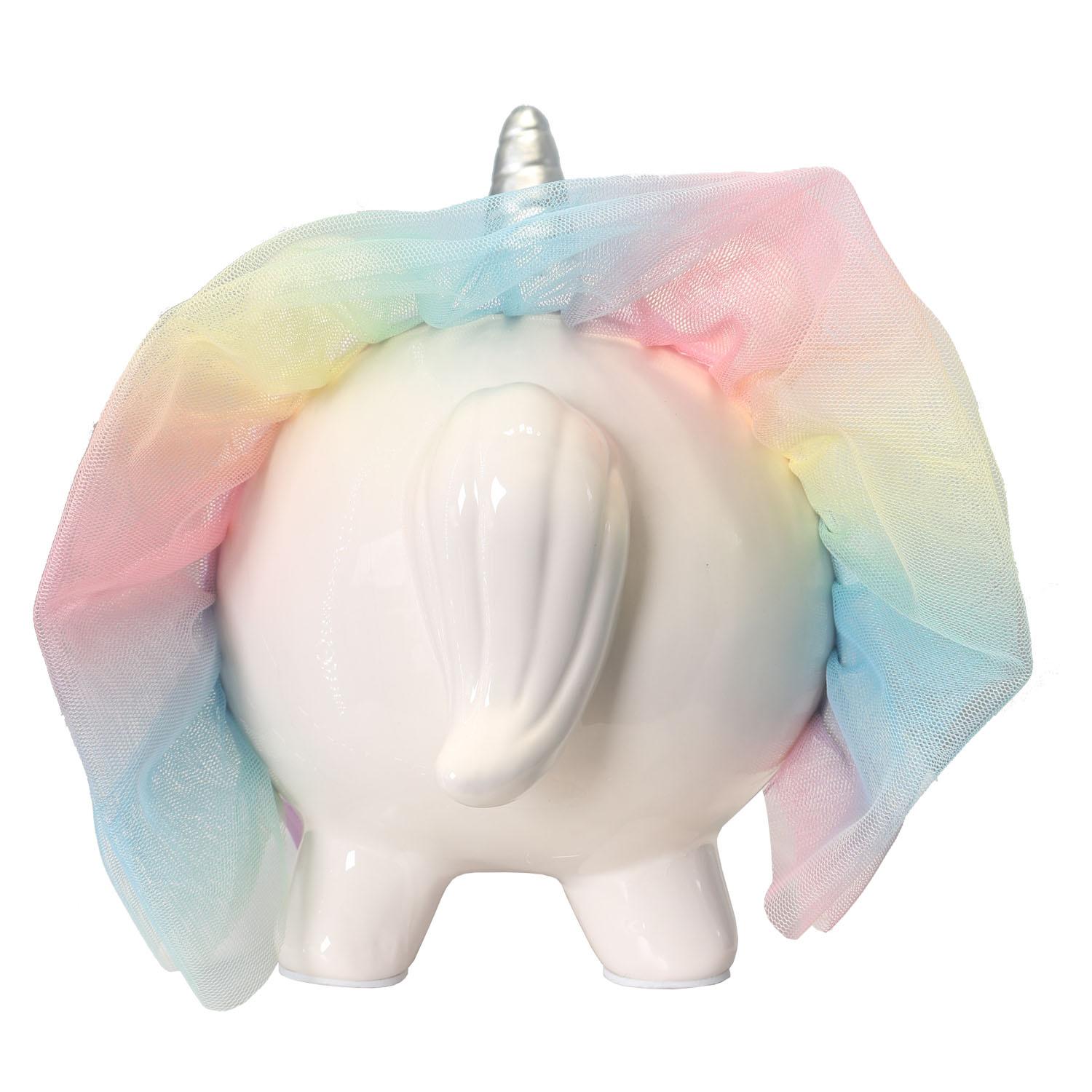 Produktbild TRENDSHOP Sparschwein Ballerina mit Regenbogen-Rock 2 von 3