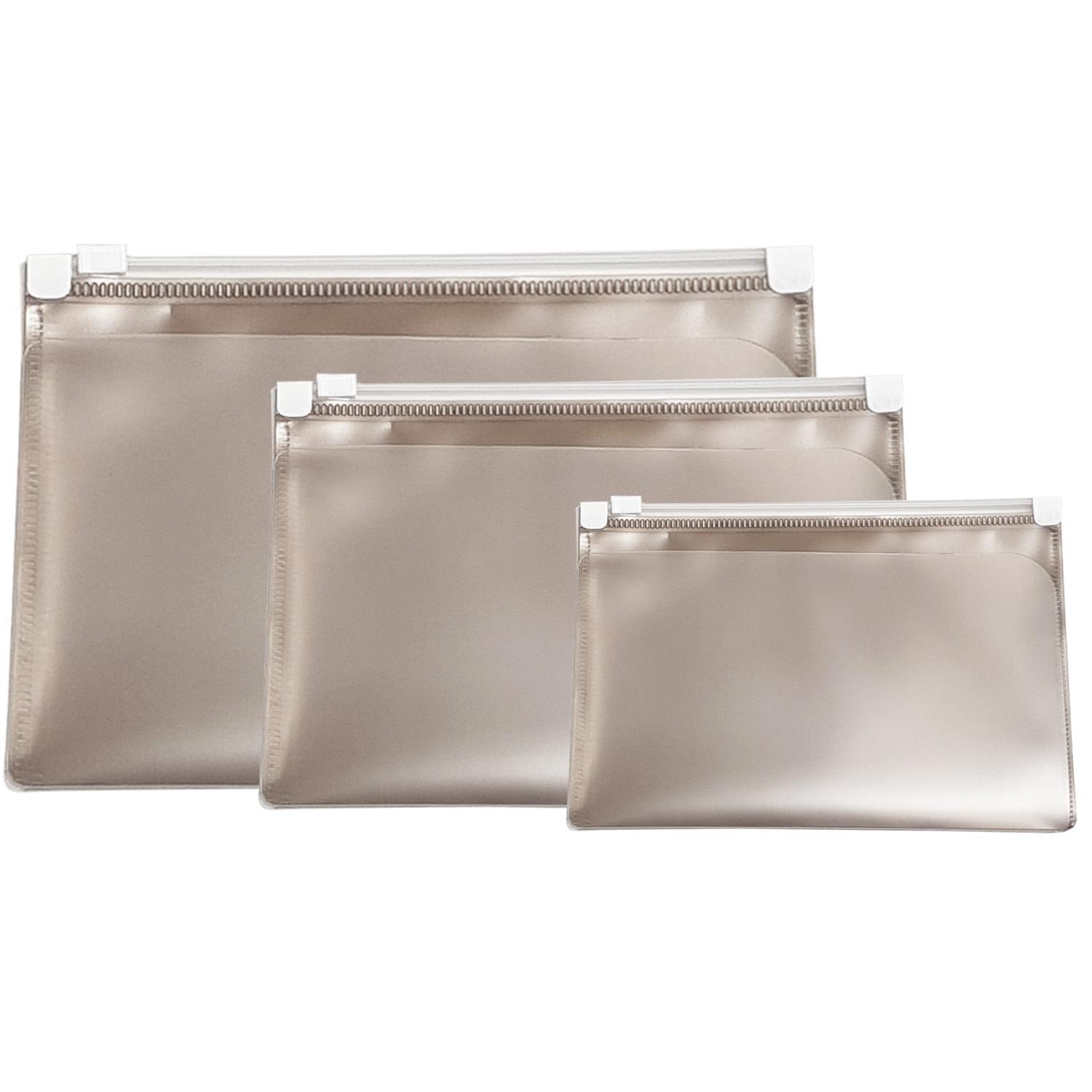 PAPERZONE Zipper Dokumententaschen Set 3-tlg. transluzent