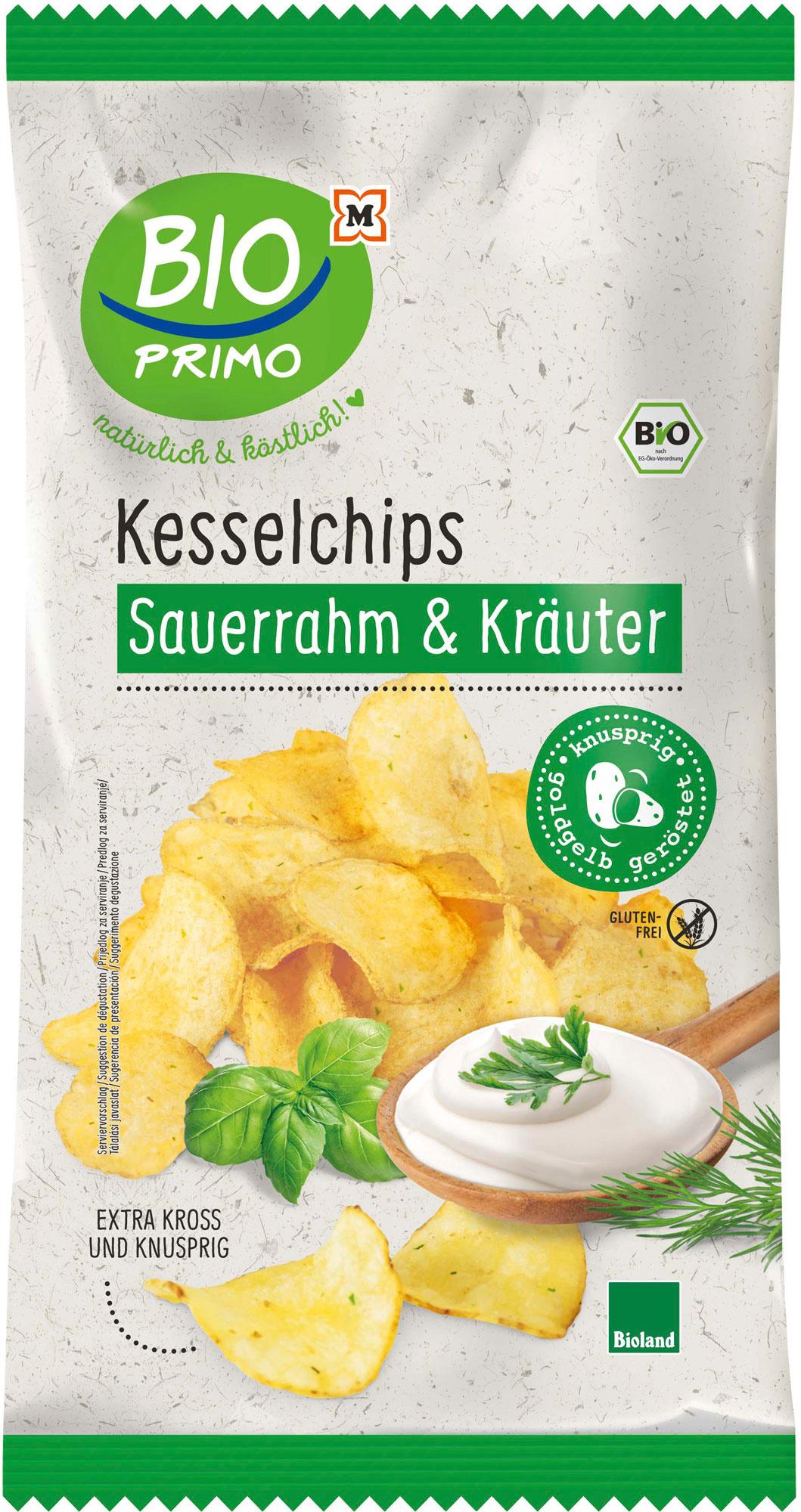 BIO PRIMO Bioland-Kesselchips Sauerrahm&Kräuter