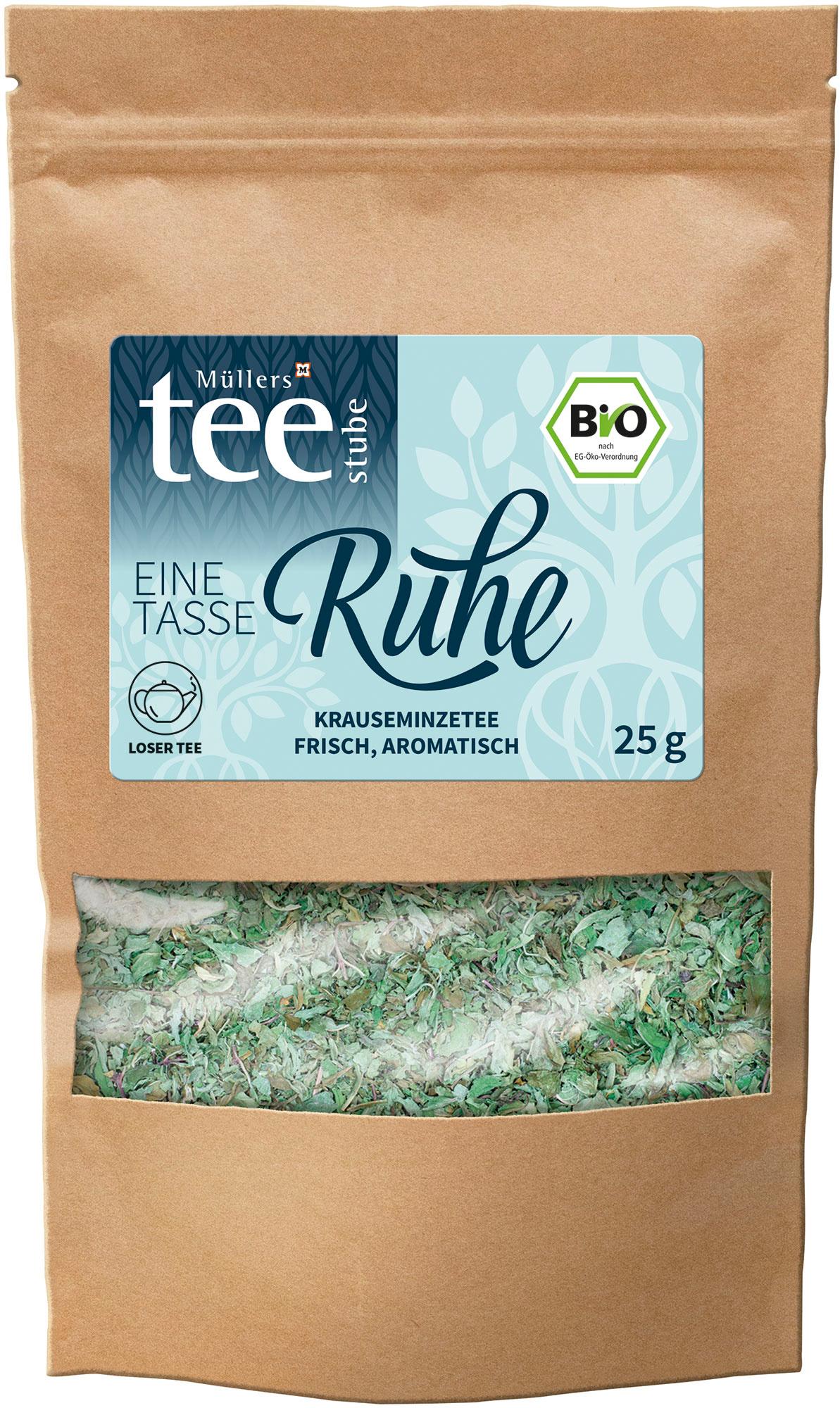 Müllers Teestube Bio Kräutertee Lose Krause&Minze Eine Tasse Ruhe