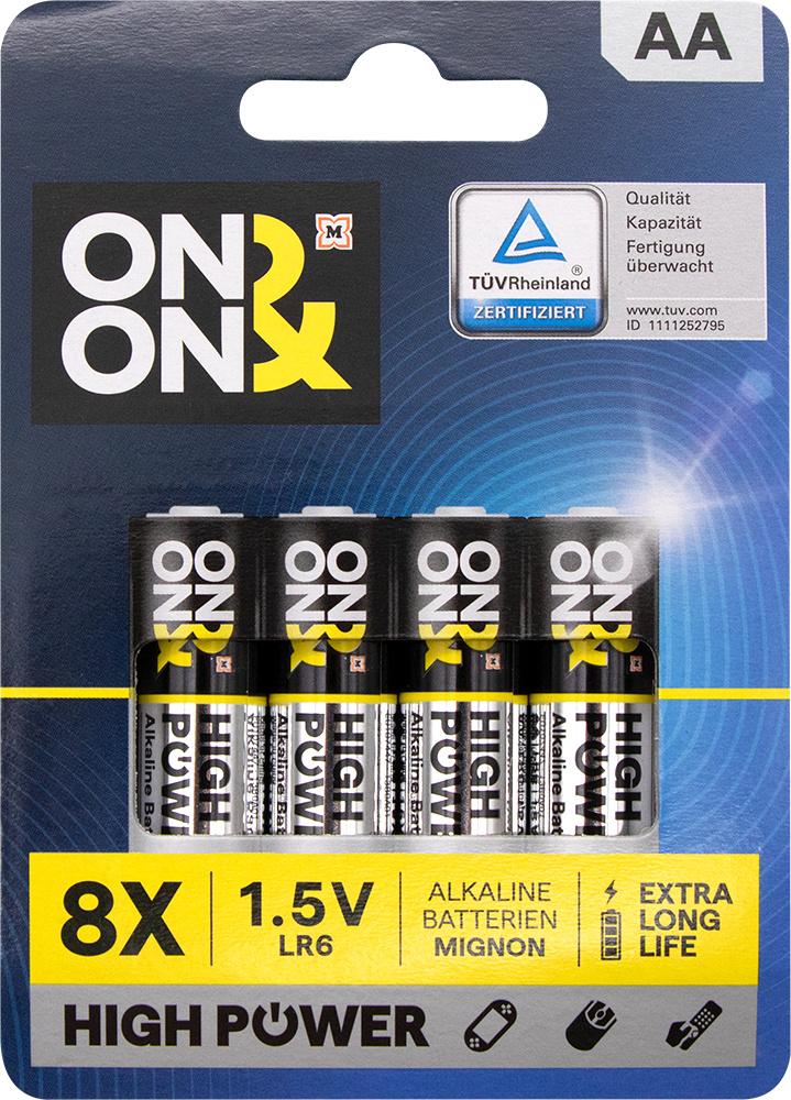 ON&ON Batterien Mignon AA LR6 1,5V, 8 St