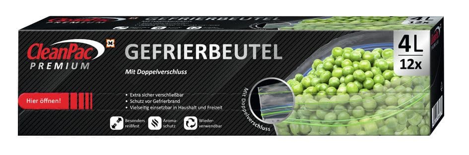 CleanPac Gefrierbeutel mit Doppelverschluss 4 Liter