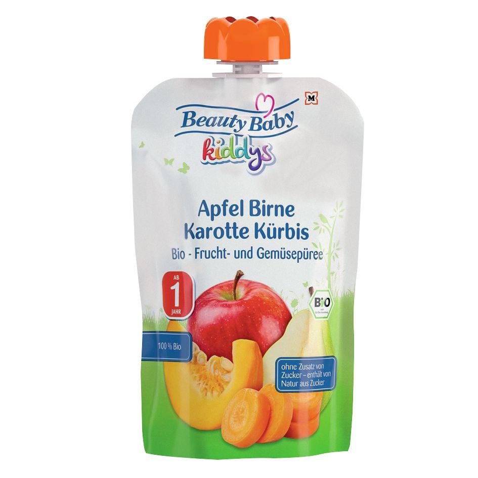 Beauty Baby Kiddys Bio Quetschie Apfel Birne Karotte Kürbis