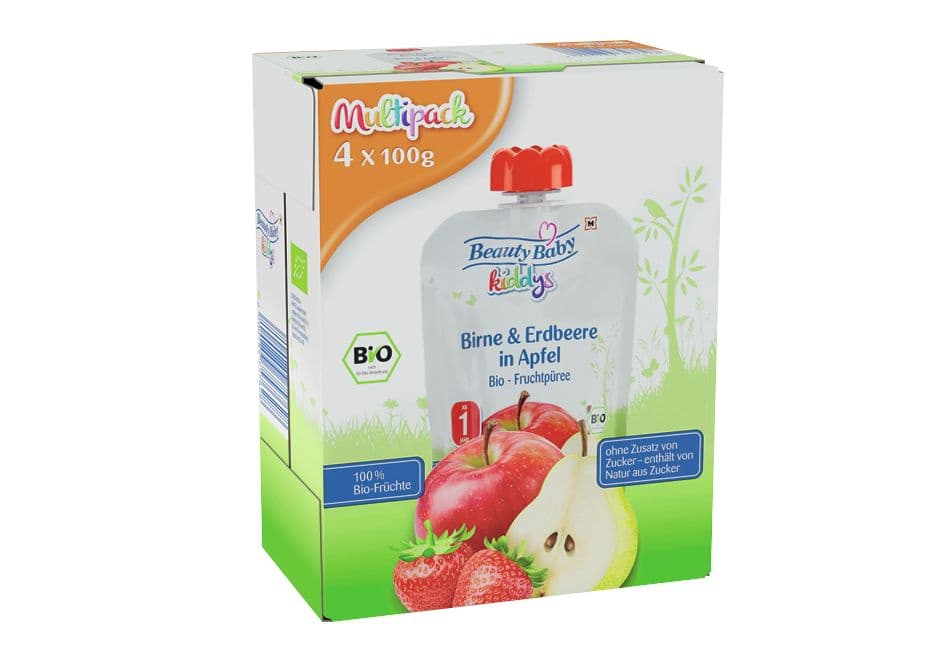 Beauty Baby Kiddys Bio Quetschie Birne & Erdbeere in Apfel Mulitpack