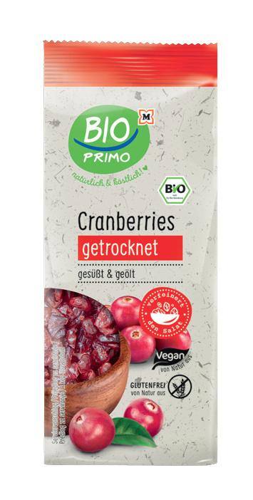 BIO PRIMO Bio Cranberries mit Apfelsaftkonzentrat gesüßt
