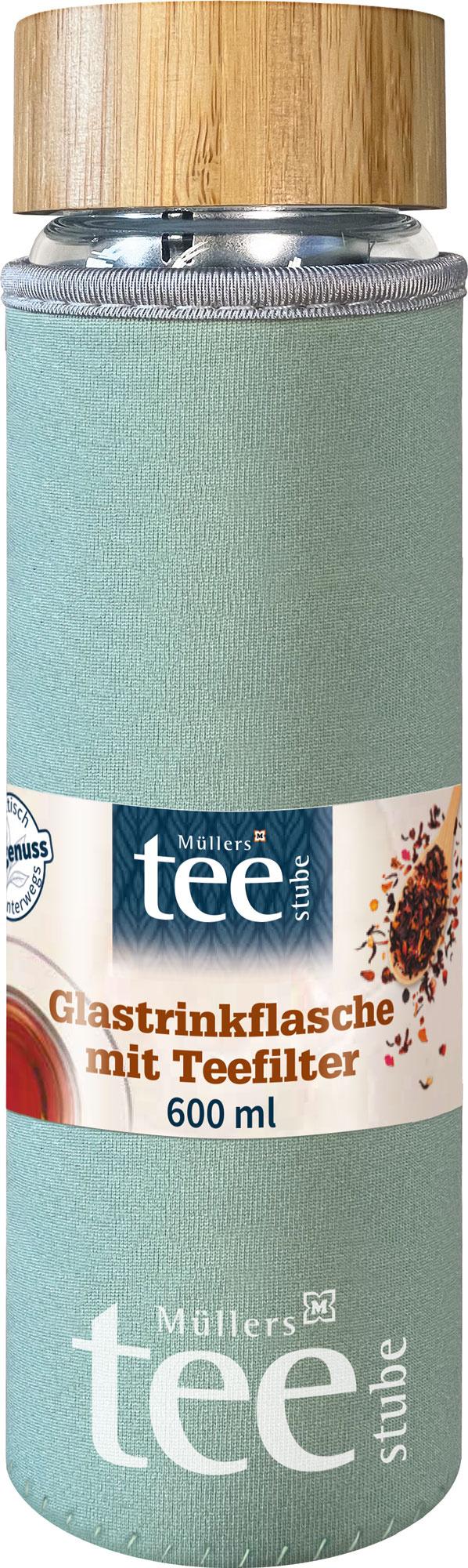 Müllers Teestube Trinkflasche mit Teefilter