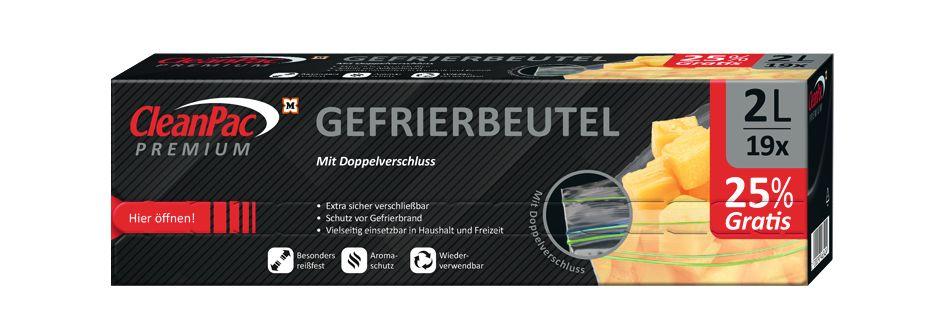CleanPac Gefrierbeutel mit Doppelverschluss 2 Liter
