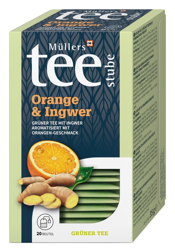 Müllers Teestube Orange&Ingwer Grüntee aromatisierter Aufguss