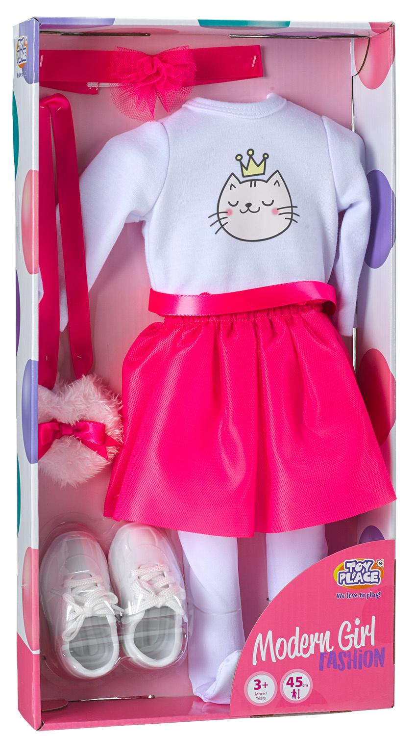 Modern Girl! Outfit Pink mit Katze, 45 cm