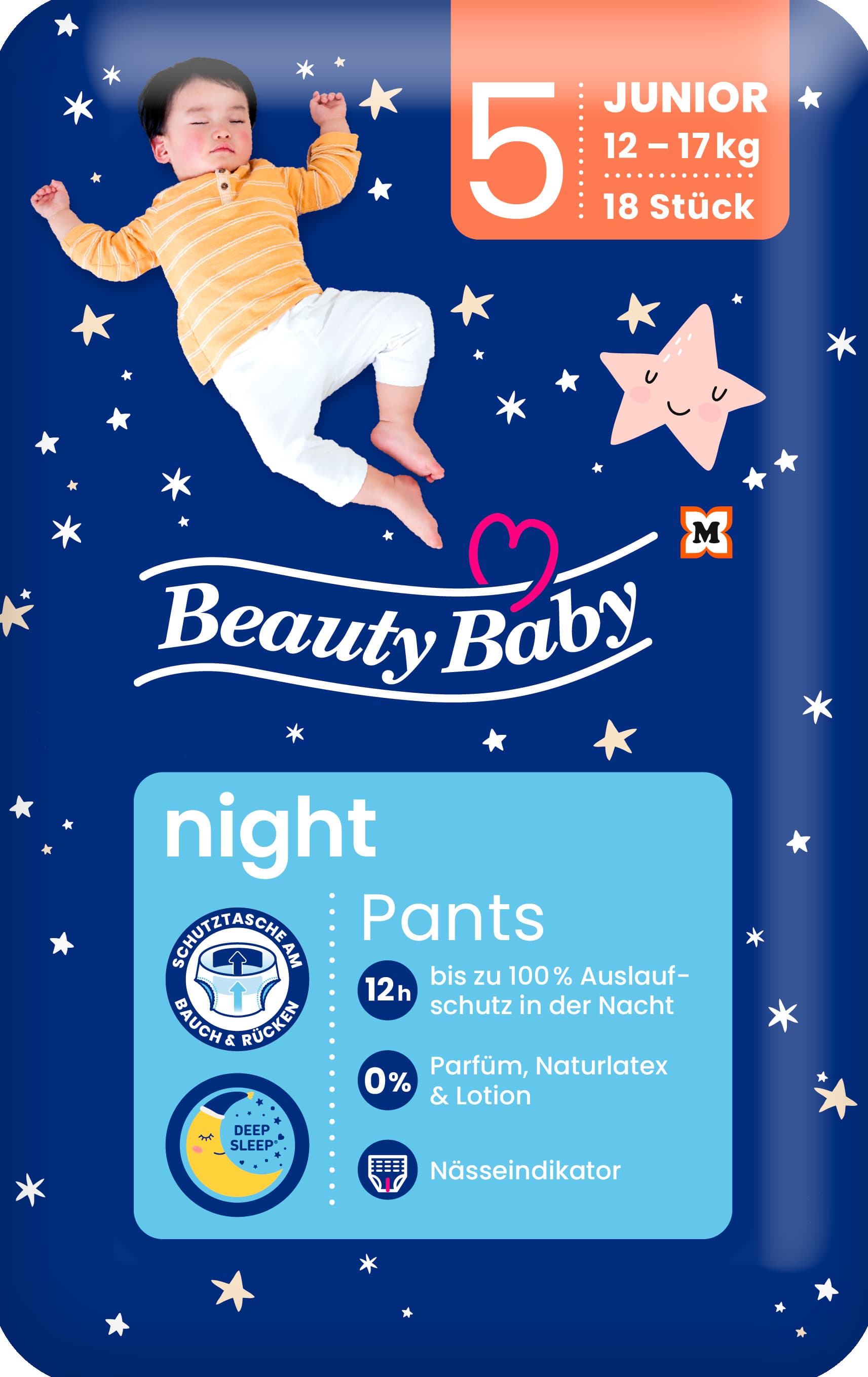 Beauty Baby Night Pants, Größe 5 Junior, 12-17 kg
