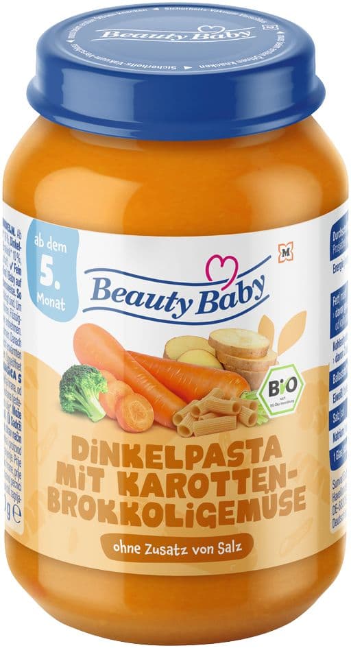 Beauty Baby Bio Dinkelpasta mit Karotten-Brokkoligemüse