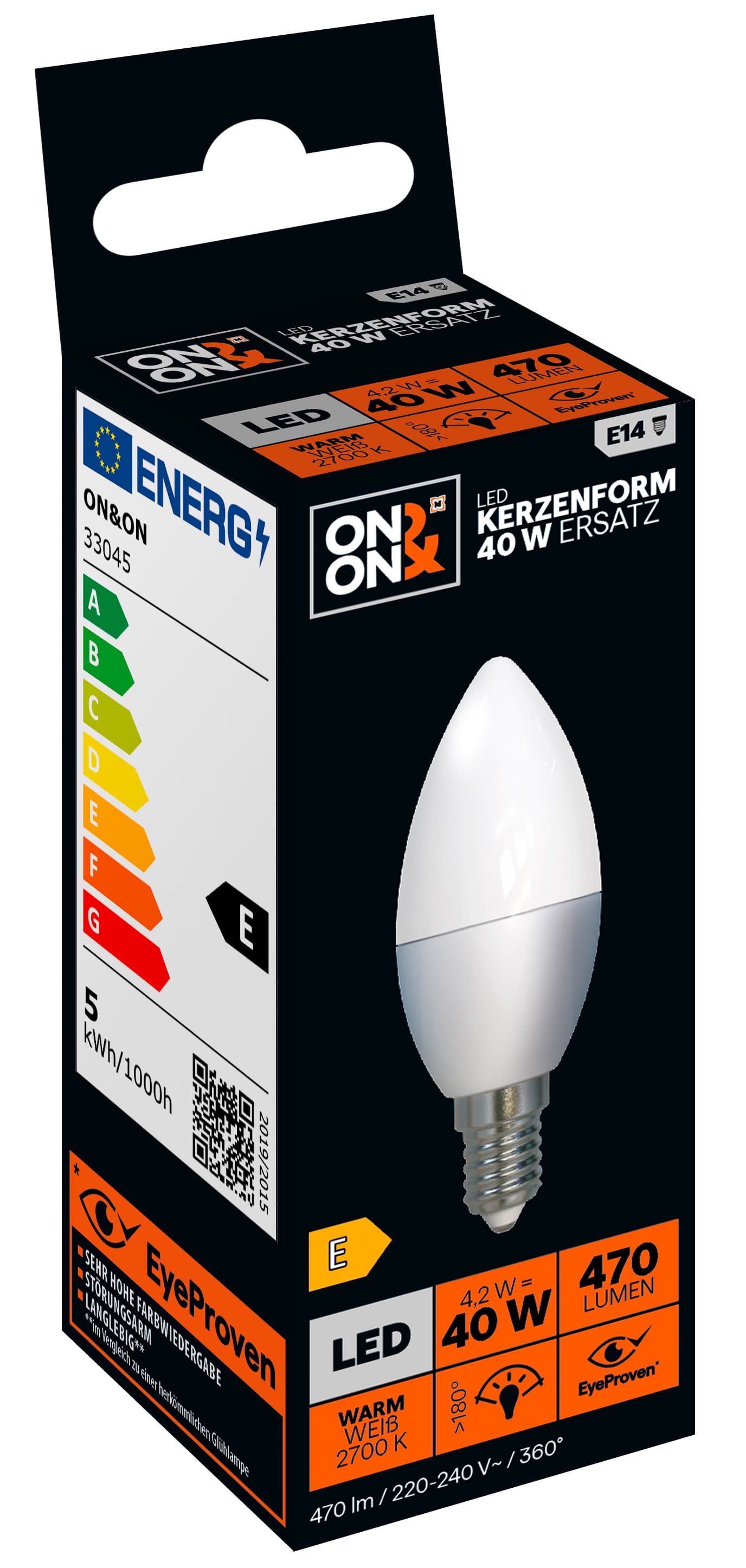ON&ON LED-Lampe SMD Kerze E14 40 Watt